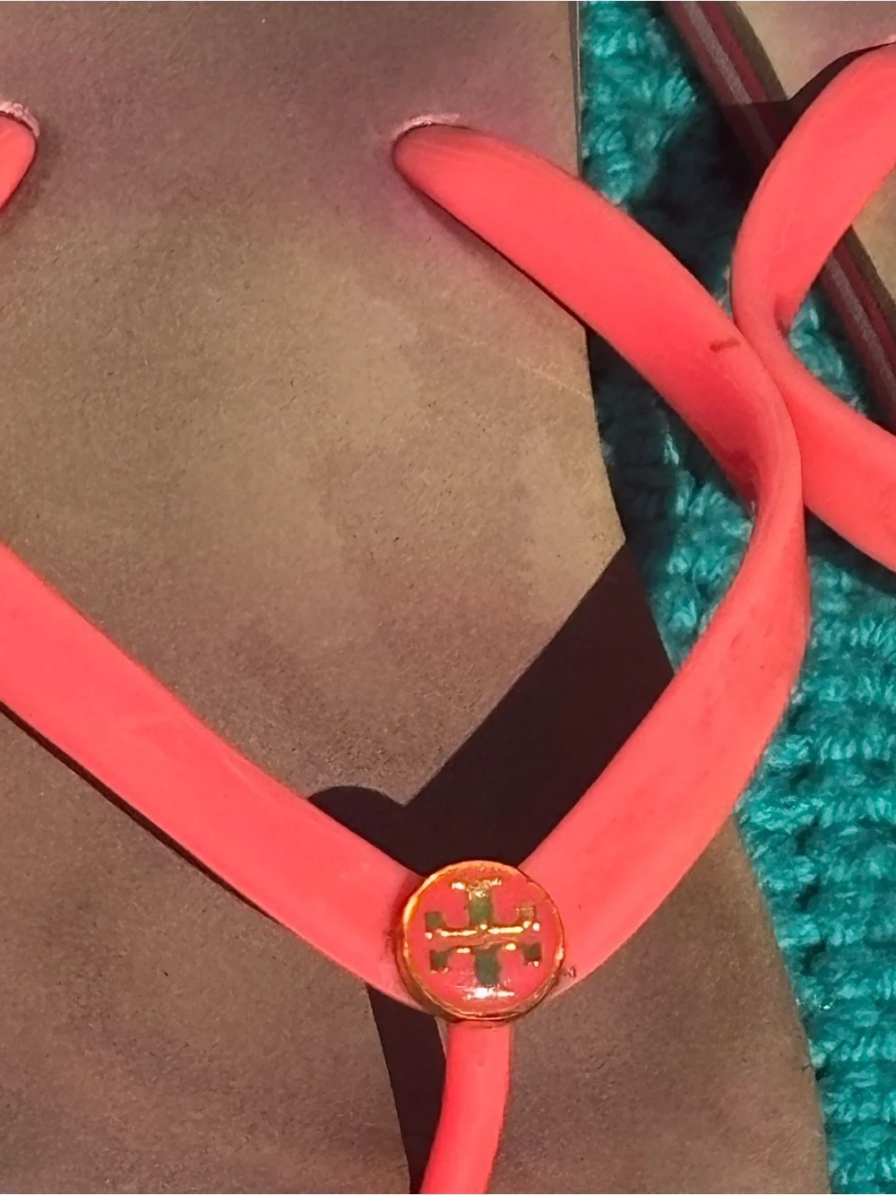 Tory Burch Coral Rubber Flip Flops Pool Beach Sandals Size 11 preppy vacation
